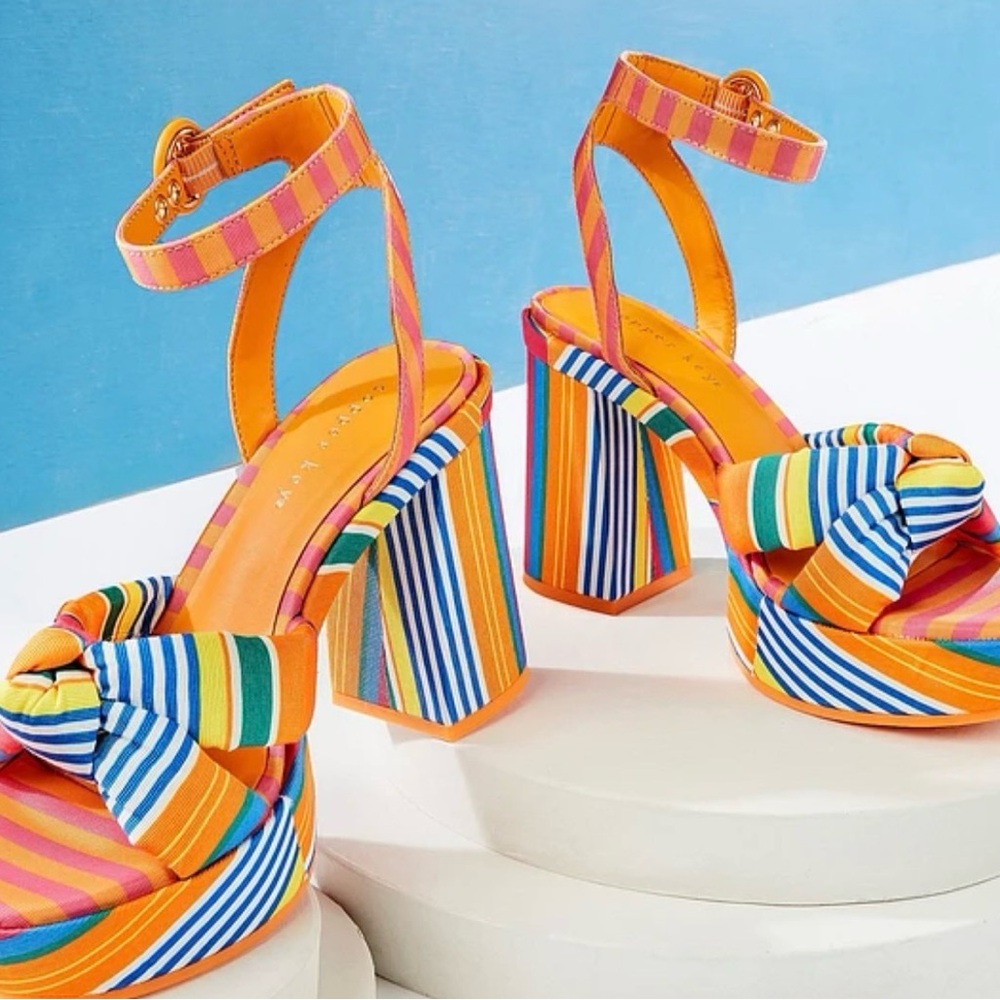 Beverly Rainbow Striped Platform Heels